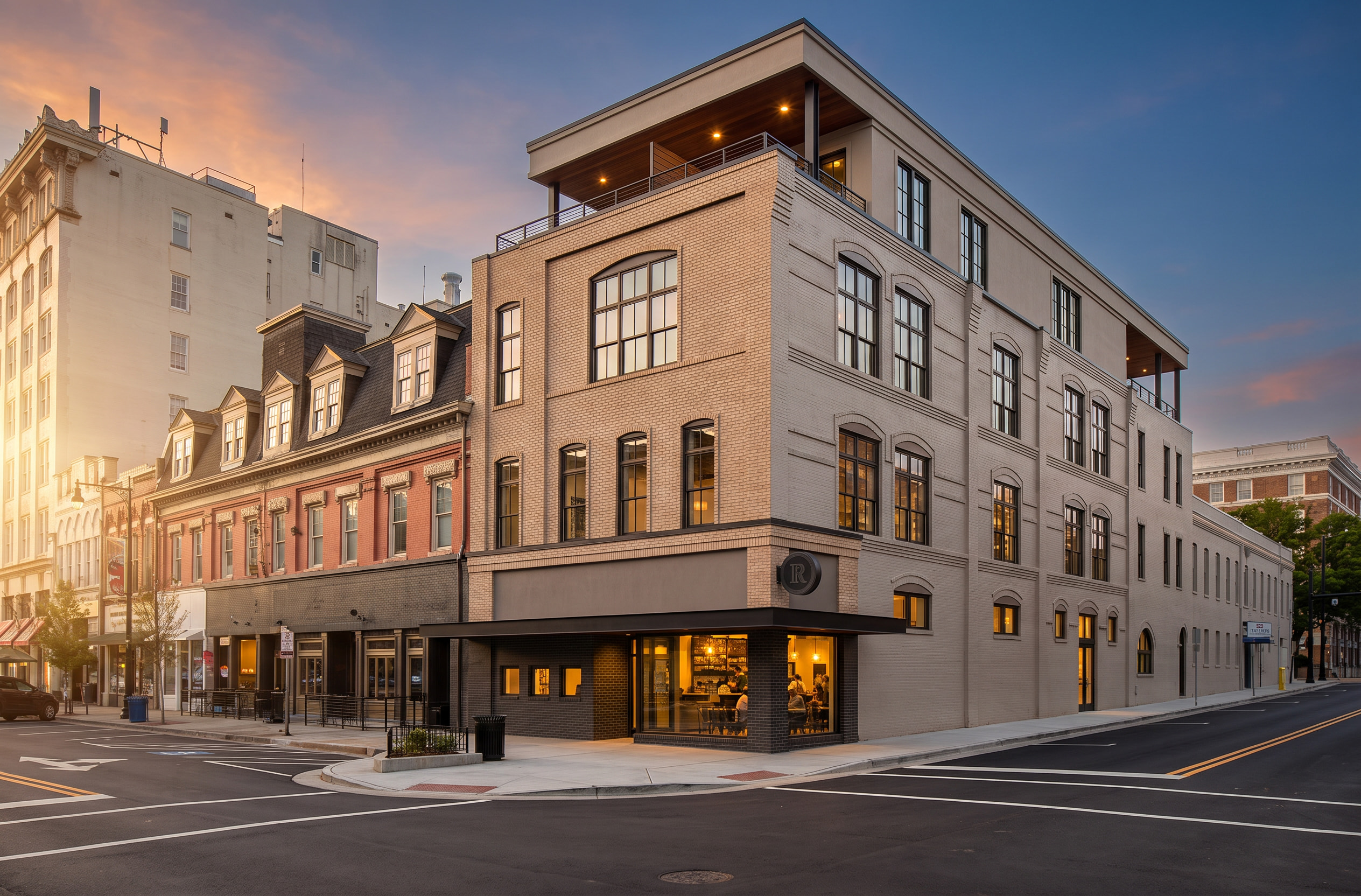 The Reserve in downtown Athens at sunset